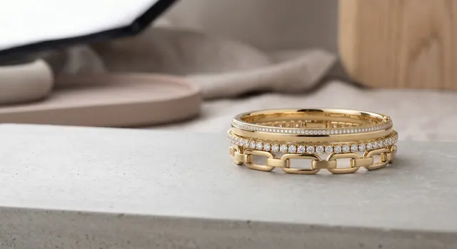 Bracelet shaped into a soft round form on a neutral background