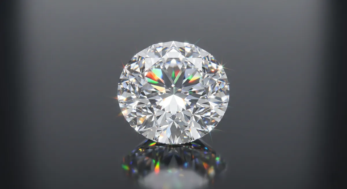 Loose diamond photographed on a dark background showing fire and sparkle