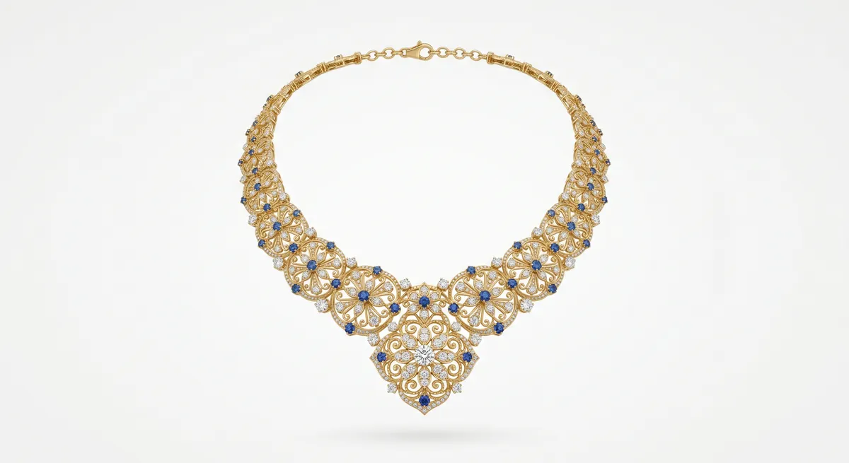 Necklace displayed with an invisible mannequin effect on a clean background